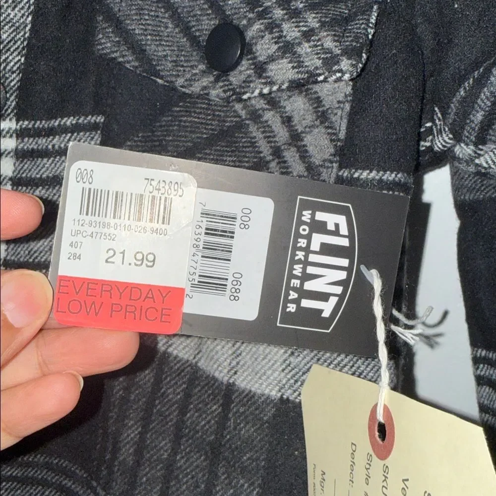 Flint Black and Gray Plaid Jacket with Hood kids M(5)